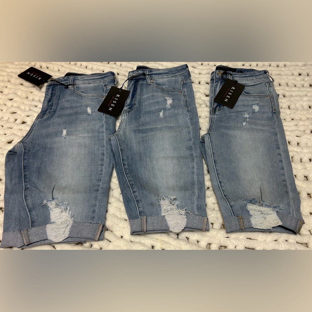 Risen Jeans Shorts 3 Pair Bundle NWT Bermuda Distressed Shorts Size 3,5,7